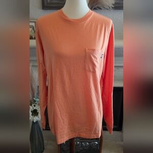 Vineyard Vines Orange Long Sleeve Pocket Tshirt Size Small